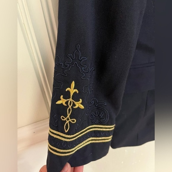 Vintage 80s 90s Cashmere Wool Lightweight Nautical Liz Claiborne Navy Blazer 6 - Picture 2 of 8